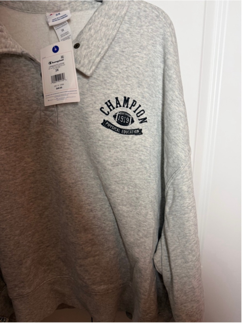 Champion Gray 3X Physical Education Snap Crop Pullover NWT - Picture 11 of 11